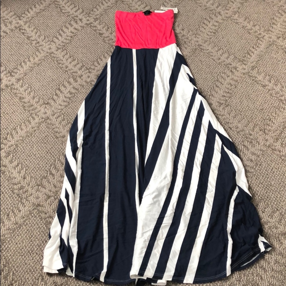BNWT - aqua pink, navy and white dress